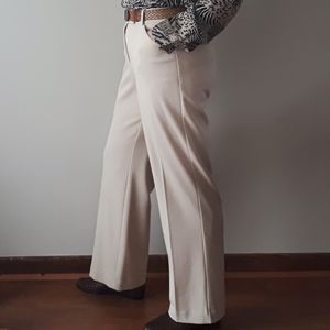 Nygard Collection Cream Wide Leg Trousers